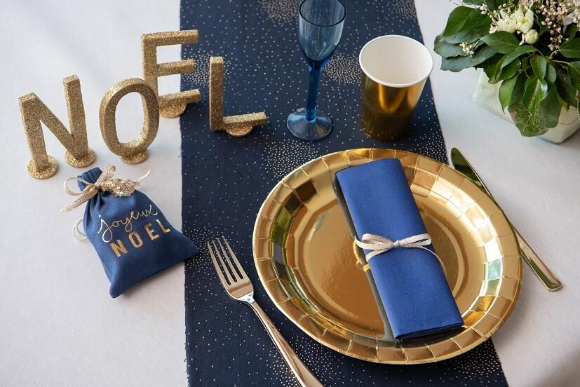7169 decoration de table assiette dore or metallisee noel