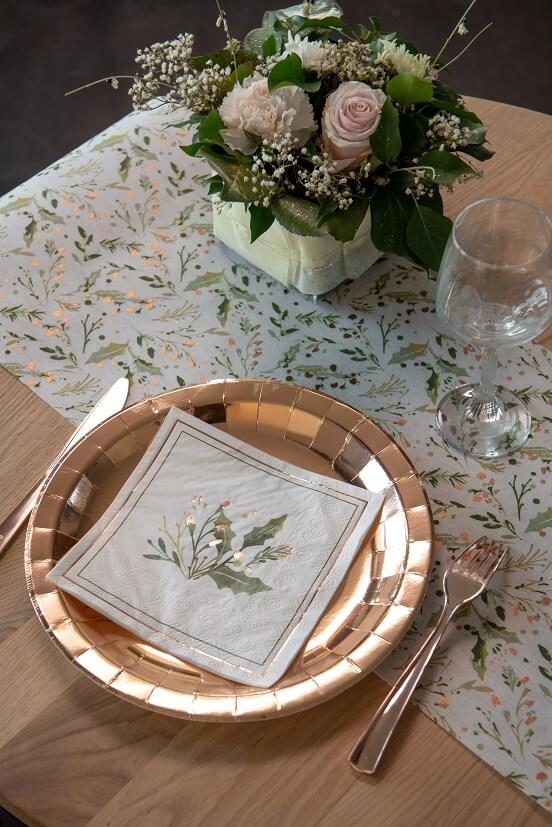 7169 decoration de table avec assiette rose gold metallisee
