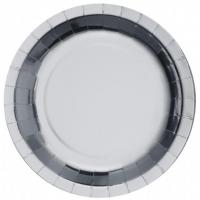 7169 grande assiette carton metallisee argent 26cm