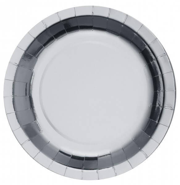7169 grande assiette carton metallisee argent 26cm