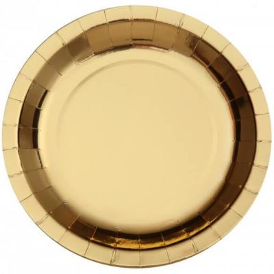 Grande assiette métallisée doré or de 26cm en carton (x10) REF/7169