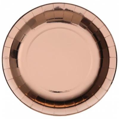 Grande assiette métallisée rose gold de 26cm en carton (x10) REF/7169