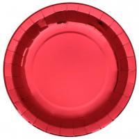 7169 grande assiette carton metallisee rouge 26cm