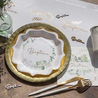 7169 decoration de table assiette dore or metallisee communion