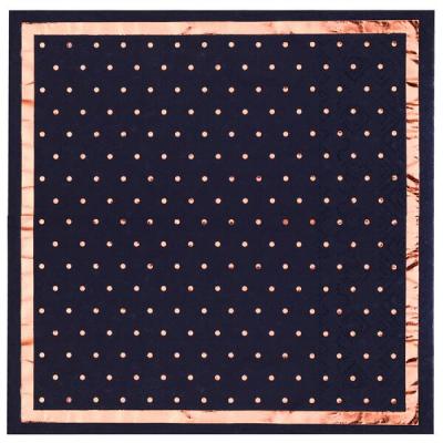 Sublime serviette de table papier en bleu marine et rose gold (x20) REF/7177