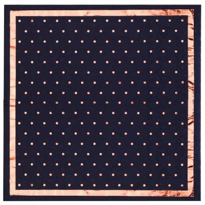 Sublime serviette de table papier en bleu marine et rose gold (x20) REF/7177