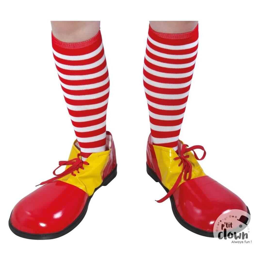 72155 accessoire de deguisement chaussettes de clown raye blanc et rouge