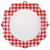 7269 assiette carton vichy rouge