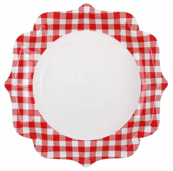 7269 assiette carton vichy rouge