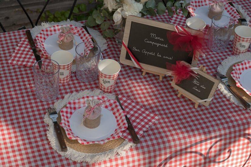 7271 serviette de table papier 3 plis rouge vichy a la campagne francaise