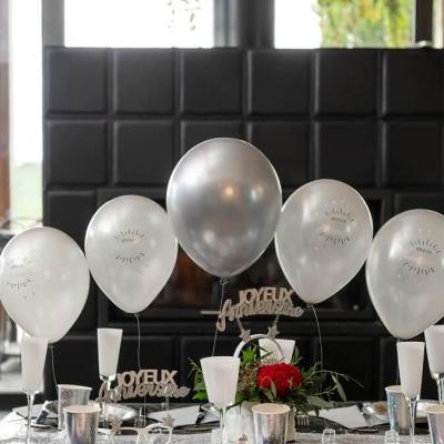 Ballon métal diamant en latex de 30 cm en argent (x6) REF/7295