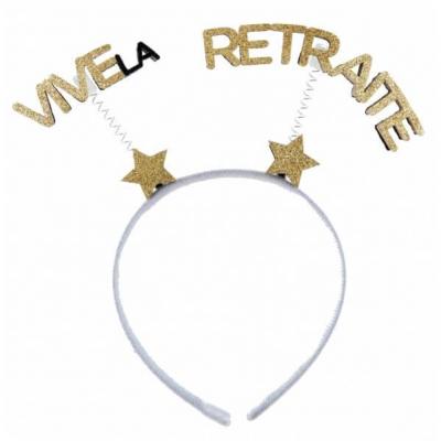 7297 cadeau serre tete vive la retraite noir or blanc