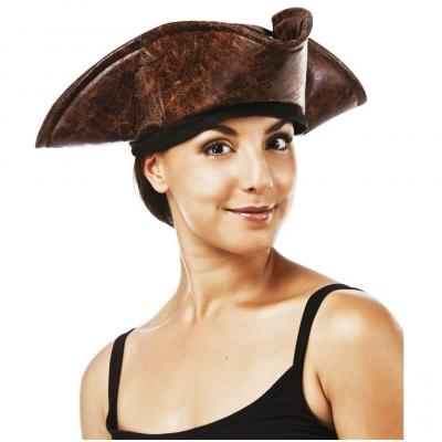 1 Chapeau marron de Pirate adulte imitation cuir REF/73520 (Accessoire de déguisement)