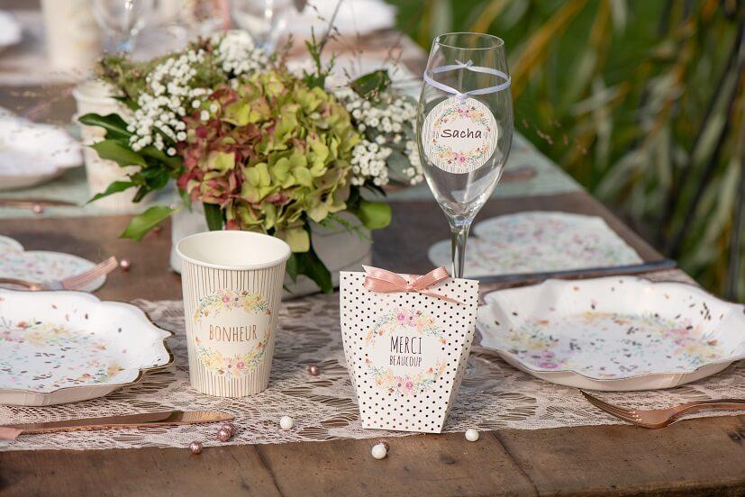 7386 contenant boite fleurie merci champetre decoration dragee