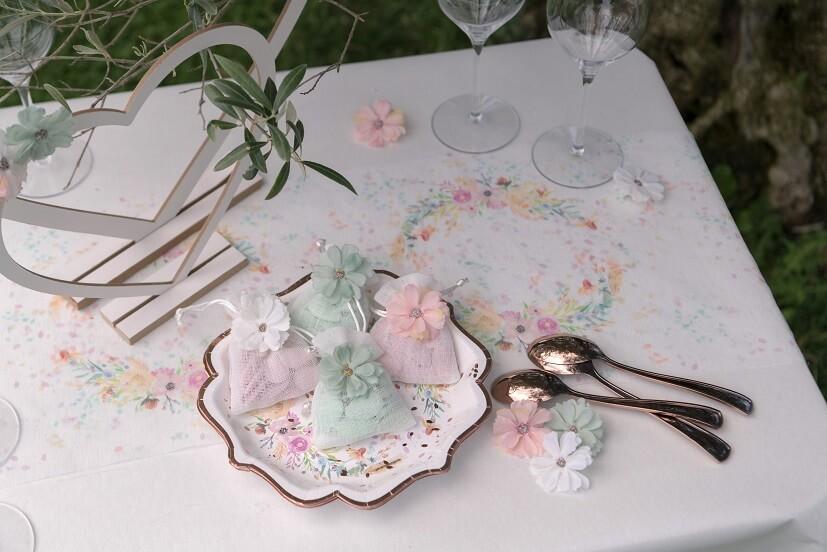 7388 assiette carton champetre avec decoration fleur