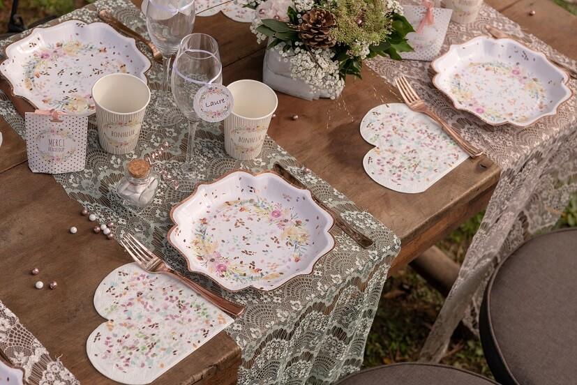 7388 assiette carton champetre decoration de fleurs