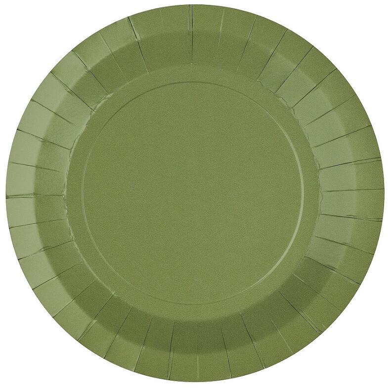 7409 22cm assiette carton biodegradable vert olive sauge