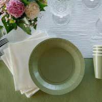 7409 22cm decoration assiette carton biodegradable vert olive sauge