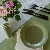 7409 22cm decoration de table assiette carton biodegradable vert olive sauge