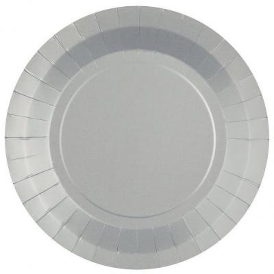 10 Assiettes rondes en carton biodégradable de 22.5cm (Argent) REF/7409