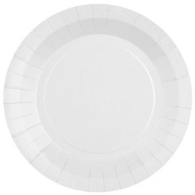 10 Assiettes rondes en carton biodégradable de 22.5cm (Blanc) REF/7409