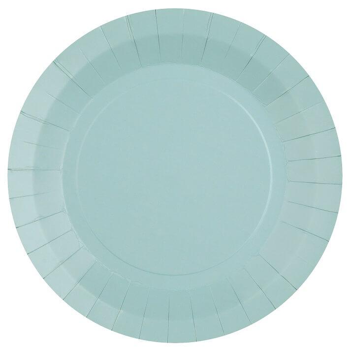 Assiette jetable en carton bleu motif doré x10