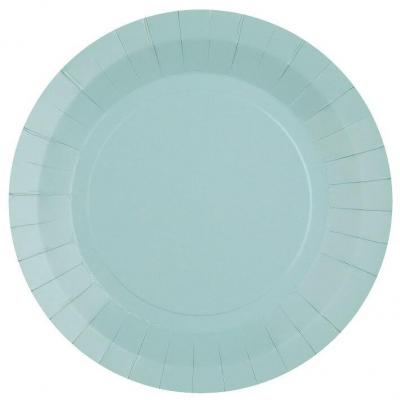 10 Assiettes rondes en carton biodégradable de 22.5cm (bleu clair) REF/7409-110