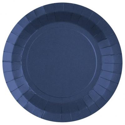 10 Assiettes rondes en carton biodégradable de 22.5cm (Bleu royal) REF/7409-8