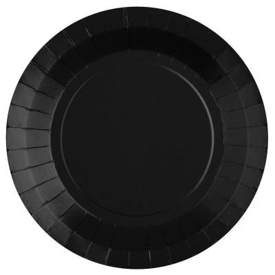 10 Assiettes rondes en carton biodégradable de 22.5cm noir REF/7409