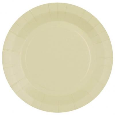 10 Assiettes rondes en carton biodégradable de 22.5cm (Ivoire) REF/7409-25