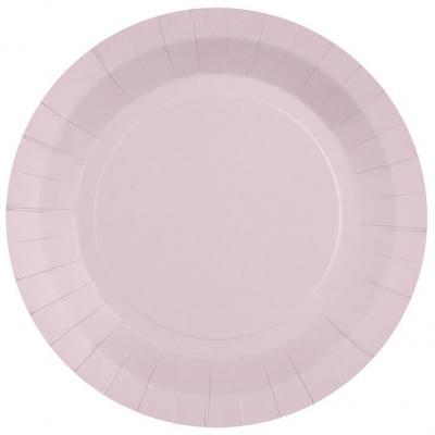 10 Assiettes rondes en carton biodégradable de 22.5cm (rose clair) REF/7409-104