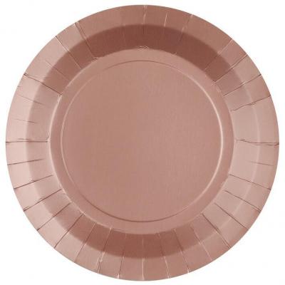 10 Assiettes rondes en carton biodégradable de 22.5cm (Rose Gold) REF/7409