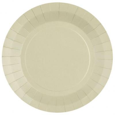 10 Assiettes rondes en carton biodégradable de 22.5cm (Sable) REF/7409-32