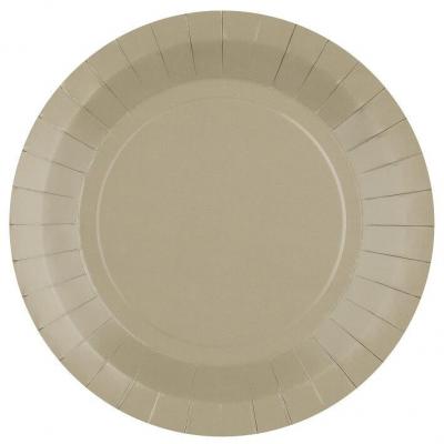 10 Assiettes rondes en carton biodégradable de 22.5cm (Taupe) REF/7409