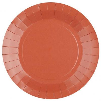 10 Assiettes rondes en carton biodégradable de 22.5cm (Terracotta) REF/7409