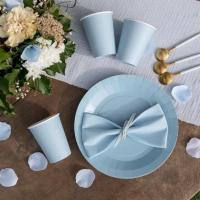 7409 vaisselle assiette ronde jetable en carton bleu clair