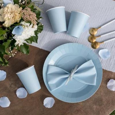 7409 assiette ronde bleu clair carton biodegradable 22cm