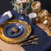 7409 vaisselle assiette ronde jetable en carton bleu royal