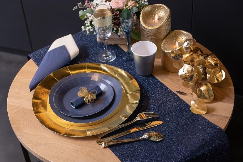 7409 vaisselle assiette ronde jetable en carton bleu royal