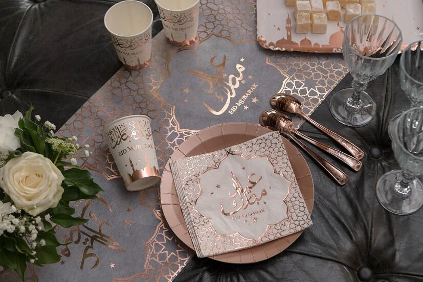 7409 vaisselle assiette ronde jetable en carton rose gold