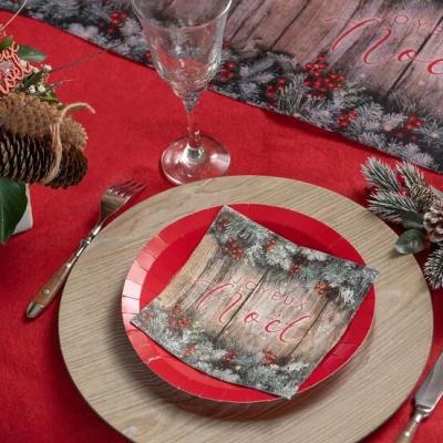 7409 assiette ronde rouge carton biodegradable 22cm