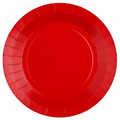 10 Assiettes rondes en carton biodégradable de 17.5cm rouge REF/7411