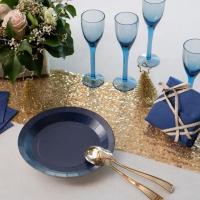 7411 decoration vaisselle jetable assiette carton biodegradable bleu royal