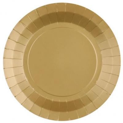 10 Petites assiettes rondes en carton biodégradable de 17.5cm doré or REF/7411