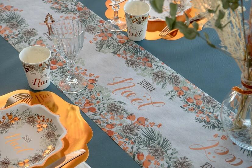 7445 chemin de table joyeux noel houx champetre cuivre