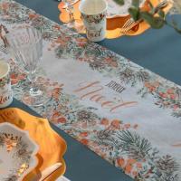 7445 decoration chemin de table joyeux noel floral champetre cuivre