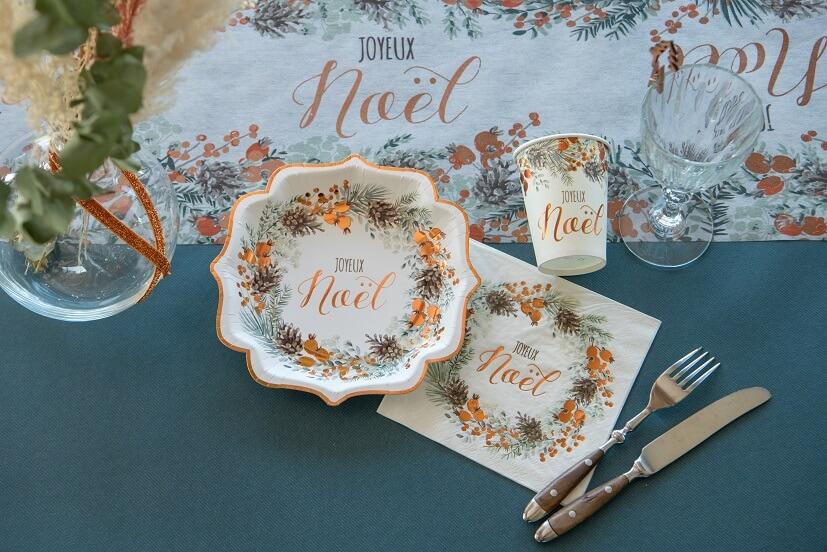 7447 decoration gobelet joyeux noel champetre floral cuivre