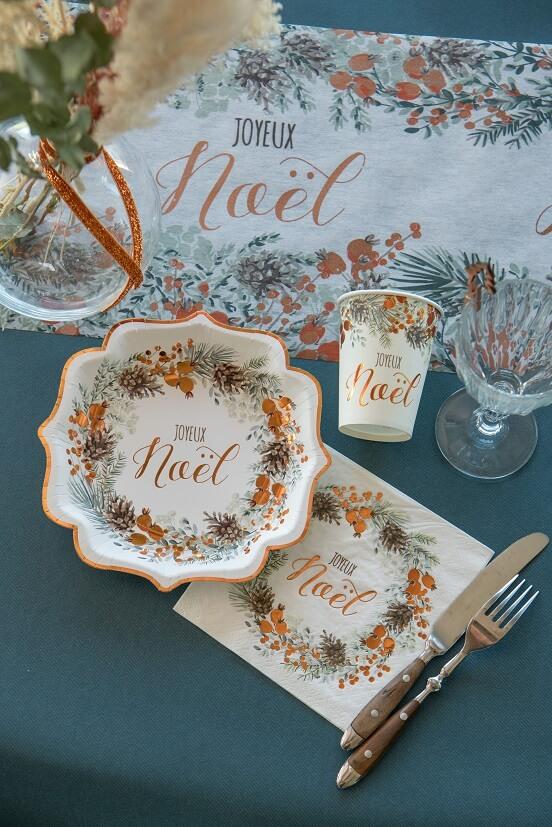 7447 decoration gobelet noel champetre floral cuivre