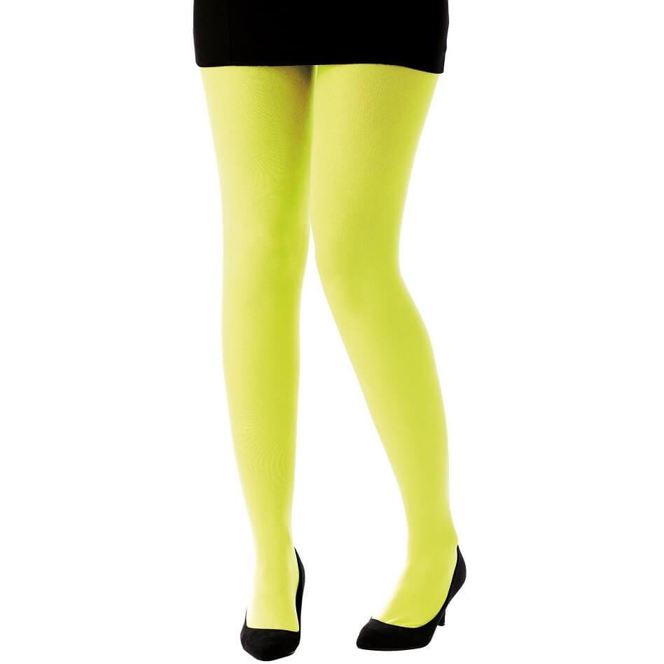 74708 accessoire de deguisement collant opaque jaune fluo
