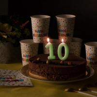 7578 decoration gateau d anniversaire avec bougie phosphorescente 10 ans